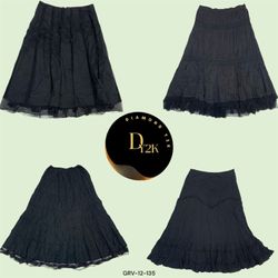 Vintage Y2K Black Cotton Skirt (GRV-12-135)