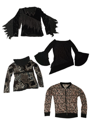 Tops de Malha Preta Y2K Boho (Ts-189)