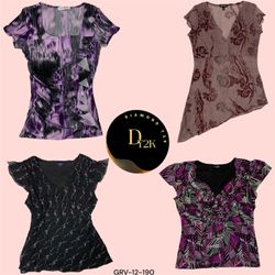 Vintage Y2K Purple Floral Top - Retro Style (GRV-1..