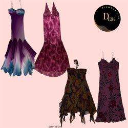 Retro Purple Floral Dress - Y2K Style (GRV-12-219)