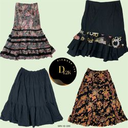 Vintage Y2K Black Cotton Skirts (GRV-12-220)