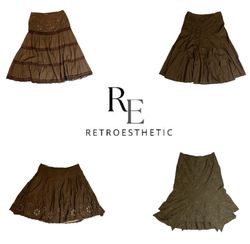 Y2K Gothic Brown Fairy Cotton Skirts (RE-356)