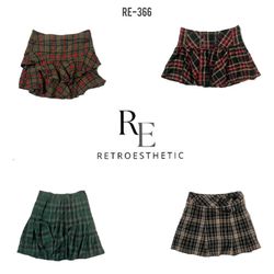 Y2K Checkered Mini Maxi Skirts (RE-366)