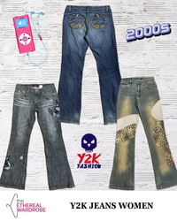 Y2k Bootcut / Bell Bottom Jeans Embroidered / Embe..