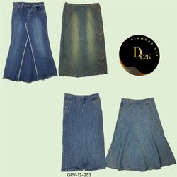 Retro Charm: Y2K Denim Maxi Skirts (GRV-12-253)