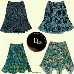 Retro Y2K Blue Floral Skirt (GRV-12-256)