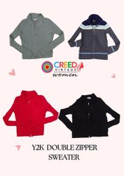 CR3162 Y2K Double Zipper Sweater - 10 Pcs