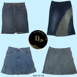 Vintage Y2K Denim Midi Skirt (GRV-12-313)