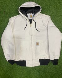 Carhartt rework style white hooded jacket