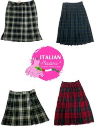 Gonna a pieghe e a campana in tartan mix