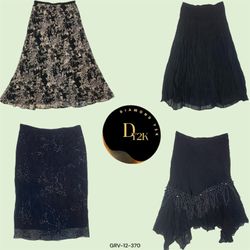 Vintage Y2K Black Floral Skirt (GRV-12-370)