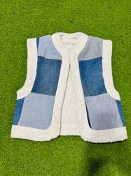 rework style patchwork denim vest