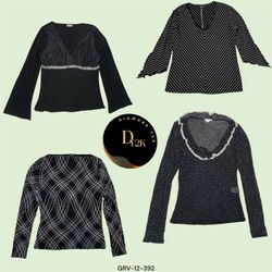 Y2K Black Long Sleeve Top: Vintage Chic (GRV-12-39..