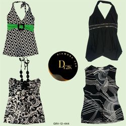 Y2K Style Black Printed Cami Tops (GRV-12-444)