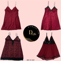 Y2K Dark Red Satin Mini Slip Dress (GRV-12-453)