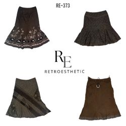 Y2K Brown Brunt Wool Unique Skirts (RE-373)