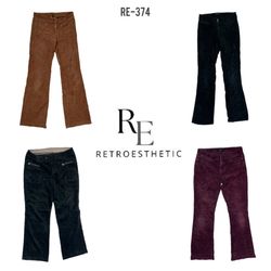 Y2K Unique Flared Corduroy Pants (RE-374)