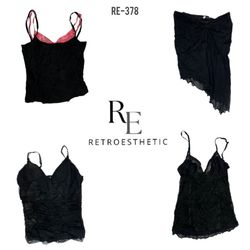 Y2K Black Rave Cami Tops (RE-378)