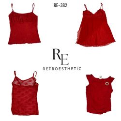 Y2K Red Romantic Cami Tops (RE-382)