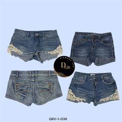 Y2K High-Waisted Denim Macro Mini Shorts(GRV-1-036..