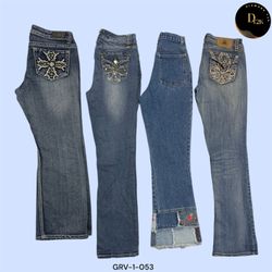 Y2K Light Blue Bell Bottom Flare Jeans (GRV-1-053)