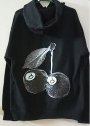 Stussy Black 8 Ball Cheery Rework Style Hoodies 30..
