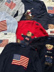 Us Flag Bear Knitwear Sweaters