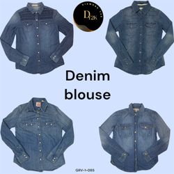 Revival dos anos 90: Top de Denim Y2K (GRV-1-085)