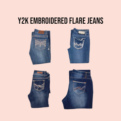 Jeans de campana bordados Y2k