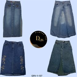 Vintage Y2K Denim Long Skirts - Timeless Style  (G..