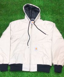 Carhartt rework style cream hoodie jacket