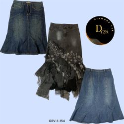 Vintage-Inspired Y2K Denim Long Skirts - Must-Have..