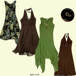 Vintage Y2K Brown Poly Dress – Classic & Chic (GRV..