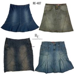 Faldas Midi de Denim Único Y2K (RE-407)