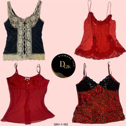 Y2K Rote & Schwarze Cami Tops – Vintage Chic (HRB-..