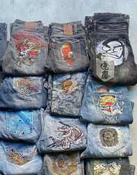 Hip hop & Japanese embroidered  jeans mix bundle