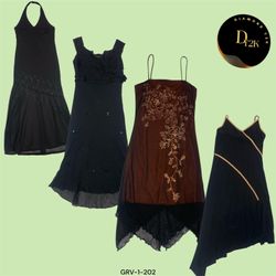 Y2K Black Poly Satin Dress (GRV-1-202)