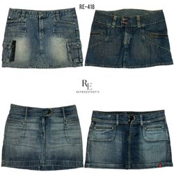 Y2K Unique Denim Mini Skirts (RE-418)