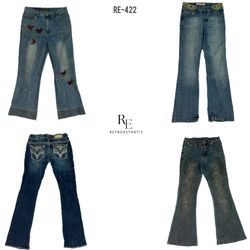 Y2K Unique Flared Denim Jeans (RE-422)