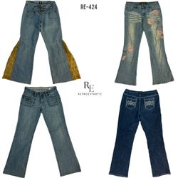 Y2K Unique Style Denim Jeans (RE-424)