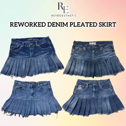 REWORKED DENIM PLEATED SKIRTS