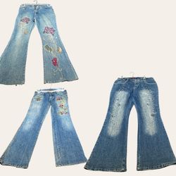 Y2k denim embellished jeans