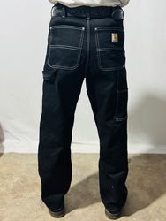 Rework style black carhartt denim double knee whit..