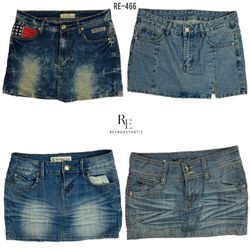 Y2K Retro Style Denim Micro Mini Skirts (RE-466)