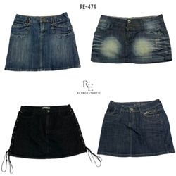 Y2K Unique Denim Mini Skirts (RE-474)