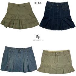 Y2K Denim Mini Plated Skirts (RE-475)