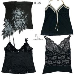 Y2K Black Rave Cami Tops (RE-476)