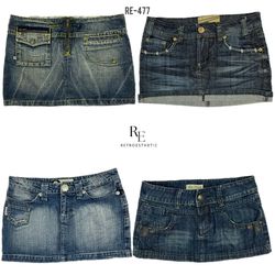 Y2K Paris Hilton Era Denim Micro Mini Skirts (RE-4..