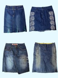 Y2k Einzigartiger Denim Midi Rock (Ts-265)