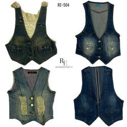 Y2K Denim Unique Waistcoats (RE-504)